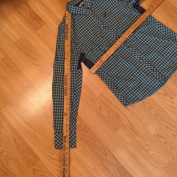 Icebreaker Terra Buttton Up Shirt Womens Large Green Plaid Merino Wool Vented - Picture 3 of 8